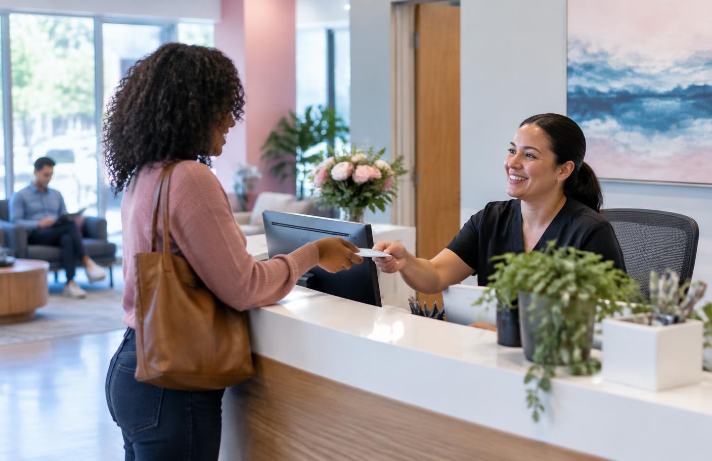 Patient checking in at an outpatient practice